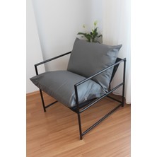 Sller Klas Model Metal Iskeletli Portatif Berjer Gri Renk Modern Minimalist Tasarım