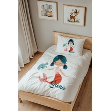 Lilabio Isme Özel Tek Kişilik %100 Pamuk Nevresim Takımı (160X220 Cm) Denizkabuğu ve Kaplumbağa