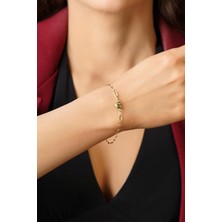 Fiyonk Kuyumculuk 14 Ayar Altın Kalp Detaylı Aynalı Zincir Bileklik