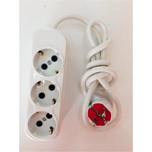 İNWATT 3 Metre Kablolu Topraklı Üçlü 3 Lü Grup Priz Seyyar Uzatma Ara Kablosu