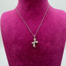 Mare Accessories Minimalist Zirkon Taşlı Fiyonk Çelik Kolye - 45 cm