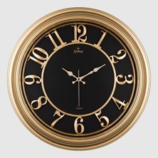 Snmswrld Duvar Saati Altin Sarisi Içi Siyah 46CM Kabartma Rakam Metal Akrep Yelkovan Akar Saniye