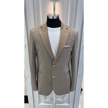 Sabri Zengin Erkek Slim Fit Kontrast Yaka Detaylı Blazer Ceket