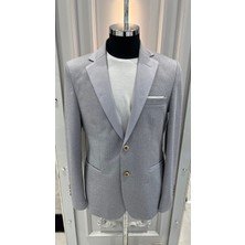 Sabri Zengin Erkek Slim Fit Kontrast Yaka Detaylı Blazer Ceket