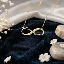 Aytoba 925 Ayar Gümüş Kişiye Özel 14 Ayar Altın Kaplama Gold Rengi 2 Isimli Sonsuzluk Kolye