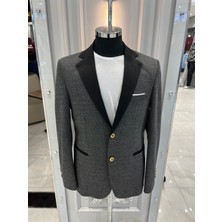 Sabri Zengin Erkek Slim Fit Kontrast Yaka Detaylı Blazer Ceket