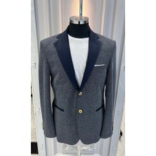 Sabri Zengin Erkek Slim Fit Kontrast Yaka Detaylı Blazer Ceket