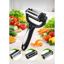 Yeterx 3 Fonksiyonlu Çok Amaçlı Sebze Soyacağı – Düz, Tırtıklı ve Jülyen Paslanmaz Çelik Bıçak