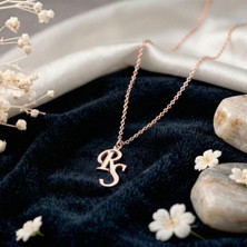 Aytoba 925 Ayar Gümüş Kişiye Özel 14 Ayar Altın Kaplama Rose Rengi Iki Harf Kolye