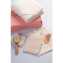 Bondberro %100 Pamuklu Bebek ve Çocuk Bornoz Havlu ve Keçi Kılı Fırça Tarak Kese Seti