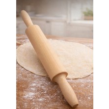 Yeterx Doğal Ahşap Oklava – 42 cm Uzunluk, Kalın Orta Silindirli, Pürüzsüz Yüzey