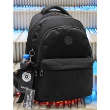 MegiHero 2200 Suya Dayanıklı Kumaş Okul Çantası Unisex Okul Sırt Çantası Siyah