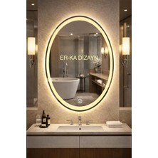 Elips Dokunmatik Kumlamalı Ayna Led'li Lavabo & Banyo Aynası (Dokunmatik Sensörlü Dimmer Özellikli)