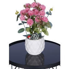 Yapay Çiçek Sitesi Beton Saksıda Yapay Top Krizantem Pembe