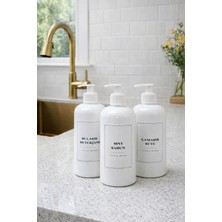 Ayça Home 3'lü Beyaz Soft Kapaklı Çamaşır Suyu,bulaşık Deterjanı ve Sıvı Sabun Etiketli 500 ml Plastik Şişe