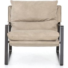 Sller Portatif Çift Sırt Yastıklı Tekli Portatif Metal Berjer Bej