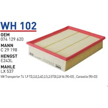 Wunder WH102 Oem 074129620 Volkswagen Transporter T4 Otomobil Hava Filtre Air Filter