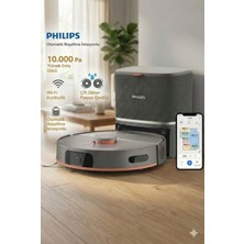 Philips Islak Kuru Robot Süpürge 10.000 Pa Güç Çift Döner Mop Teknolojisi Çok Katlı Haritalama ve Yasaklı Alan Seçimi Özellikli Akıllı Cihaz