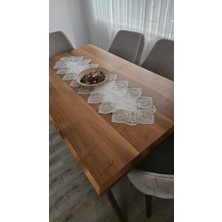 Zesa Home Lüks Fransız Dantelli Keten Gardeya Runner