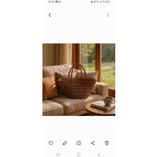 Creatif La Femme Kahverengi Rafya Ip El Örgüsü Çanta