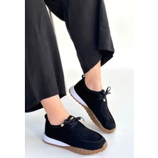 Trivogue Sier Siyah Süet Bağcıklı Spor Ayakkabı