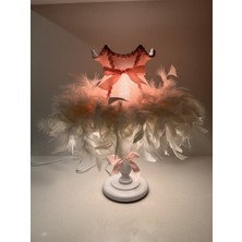 Lulu Avizem Yılbaşı Hediye Tüylü Pembe Abajur