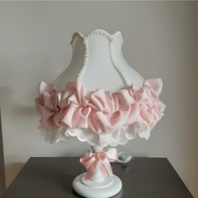 Lulu Avizem Luluavizem Pembe Fırfır Detay Kırık Beyaz Elde Yıkanabilir Çocuk Bebek Genç Odası Abajur