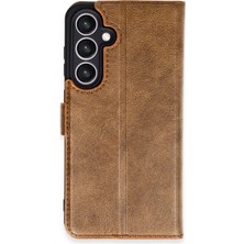 Nuveden Ieg™  Samsung Galaxy S24 Fe Kılıf Trend S Plus Kapaklı Kılıf - Taba NVDN-CEPAKS34