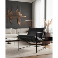 Sller Klas Model Metal Iskeletli Portatif Berjer , Siyah Suni Deri Döşemeli Portatif Berjer