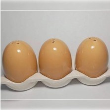 abnturk Yüksek Kaliteli Seramik Yumurta Şekli 3 Lü Tuzluk