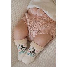 Bebek Zebra Desenli Havlu Soket Çorap Ekru Mix