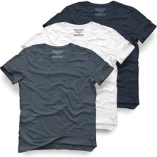 Tarrzzcom Regular Fit Unisex Basic 3 Lü Paket Kısa Kollu Bisiklet Yaka %100 Pamuklu Basic Tişört Seti