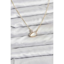 Vice Avm Pirinç Gold Renk Kuğu Model Kadın Kolye  TG-VİCE10798 TG-V 12241