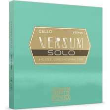 Thomastik VES400 Versum Solo Medium Takım Çello Teli | Derin Rezonans Karakteri, Masif Ladin Ön Kapak, Güçlü Ses Projeksiyonu
