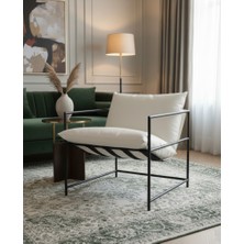 Sller Klas Model Metal Iskeletli Portatif Berjer, Beyaz Suni Deri Döşemeli Portatif Berjer