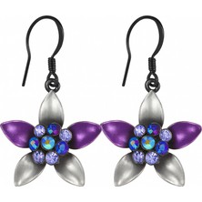 Tuqos Kadın  Mor Taşlı Çiçek Küpe  2,5 cm