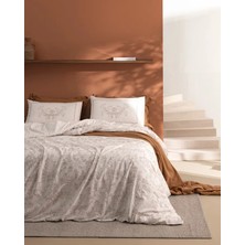 Madame Coco Etoile Çift Kişilik %100 Pamuk Ranforce Baskılı Lastikli Nevresim Takımı - Bej