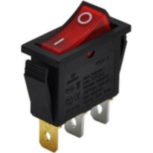 Demir Led Tekli Dar On-Off Işıklı Kırmızı Anahtar 3 Pinli Işıklı Dar Switch (5 Adet)