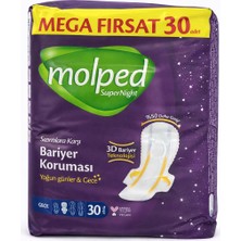 Molped Supernight Gece Pedi 30 Adet – Yoğun Günler & Gece Için Sızdırmaz Koruma
