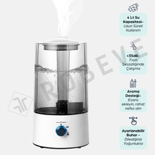 Robeve Rbh-03 Ultrasonik Hava Nemlendirici 4 Litre Hava Nemlendirici Buhar Makinesi Aroma Difüzörü 4l Nemlendirici - Otomatik Kapanma Sessiz Çalışma Ayarlanabilir Buhar Seviyesi