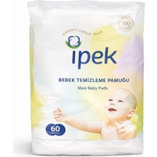 İpek Ipek Bebek Temizleme Pamuğu Maxi 60 Adet – %100 Saf Pamuk Bebek Bakım Pedi