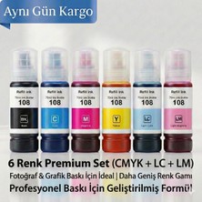 Baskistan Epson 108 Mürekkep Seti 6 Renk - L8050 -L8100 -L18050