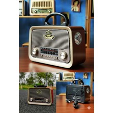 Belkıs Kırtasiye Nostaljik Radyo LED Işıklı Bluetooth Sd Kart Giriş Sarjlı El Fenerli Eskitme Nostaljik Radyo