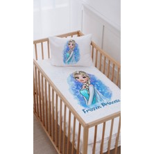 Lilabio Mavi Elsa Desenli %100 Pamuk Park Yatak Beşik Nevresim Takımı 70x120 cm Antibakteriyel