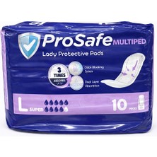 Prosafe Multiped L Super Kadın Emici Ped 10 Adet – Yüksek Emicilik, Koku Önleyici Sistem