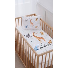 Lilabio %100 Pamuk Park Yatak Beşik Nevresim Takımı (70X120) Hayvanlar Alemi