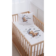 Lilabio %100 Pamuk Park Yatak Beşik Nevresim Takımı (70X120) Ayda Uyuyan Ayıcık