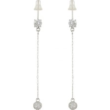 Tuqos Gürz Görünümlü Zirkon Taşlı Rodyum Kaplama Küpe