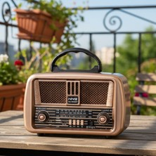 Dexxony Kahverengi Bluetoothlu Büyük Boy Nostaljik Radyo - Elektrikli, Şarjlı ve Pilli