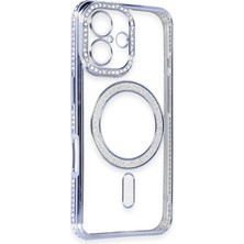 Newface Iphone 16 Kılıf Joke Simli Magneticsafe Kılıf - Mavi